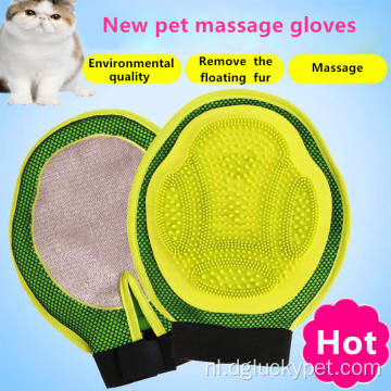 Huisdierbad Dubbelzijdige massagehandschoenen voor hondenontharing.